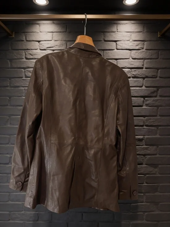 Bod and Christensen Brown Leather Blazer Jacket - Picture 3 of 5